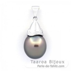 Ciondolo in Argento e 1 Perla di Tahiti Semi-Barocca B/C 12 mm