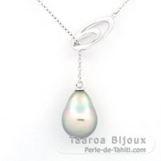 Collana in Argento e 1 Perla di Tahiti Semi-Barocca B 10 mm