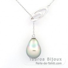 Collana in Argento e 1 Perla di Tahiti Semi-Baroccha B 10 mm