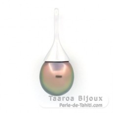 Ciondolo in Argento e 1 Perla di Tahiti Semi-Barocca B 10.9 mm