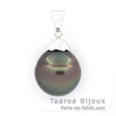 Ciondolo in Argento e 1 Perla de Tahiti Cerchiate B 13.8 mm