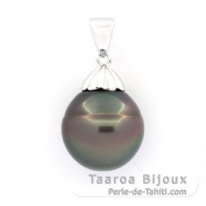 Ciondolo in Argento e 1 Perla de Tahiti Cerchiata B 13.8 mm