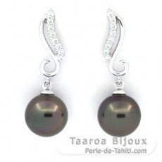 Orecchini in Argento e 2 Perle di Tahiti Rotonde C 9 mm