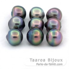 Lotto di 9 Perle di Tahiti Semi-Barocche B+ di 9.5 a 9.8 mm