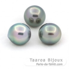 Lotto di 3 Perle di Tahiti Semi-Barroca C di 9.6 a 9.9 mm