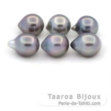 Lotto di 6 Perle di Tahiti Semi-Barroca C di 9.5 a 9.8 mm