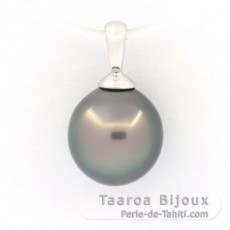 Ciondolo in Argento e 1 Perla di Tahiti Semi-Baroccha B 9.7 mm