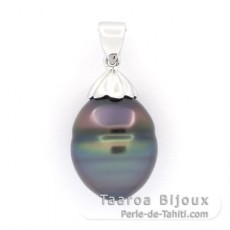 Ciondolo in Argento e 1 Perla de Tahiti Cerchiate C 12.9 mm