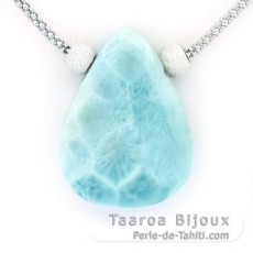 Collana in Argento e 1 Larimar - 27 x 20 x 7 mm - 6.8 gr