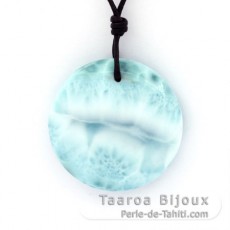 Collana in Cuoio e 1 Larimar - 30 x 8.5 mm - 13.9 gr