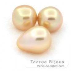 Lotto di 3 Perle di Australia Semi-Barroca B/C di 11 a 11.2 mm