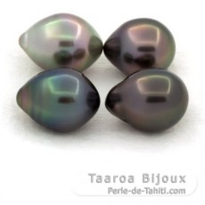 Lotto di 4 Perle di Tahiti Semi-Barroca B/C di 9.6 a 9.9 mm