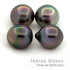 Lotto di 4 Perle di Tahiti Semi-Barroca C di 9.5 a 9.9 mm