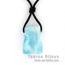 Collana in Cuoio e 1 Larimar - 25 x 18 x 10 mm - 9.3 gr