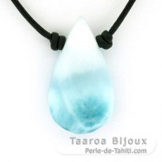 Collana in Cuoio e 1 Larimar - 34 x 19 x 8 mm - 7.9 gr