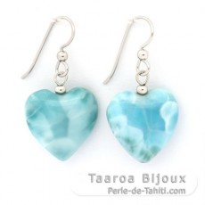 Orecchini in Argento e 2 Larimar - 20 x 20 x 7.8 mm - 8.8 gr