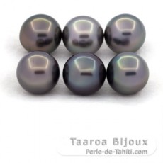 Lotto di 6 Perle di Tahiti Rotonde e Semi-Rotonde C di 8.7 a 8.9 mm