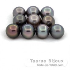 Lotto di 10 Perle di Tahiti Rotonde e Semi-Rotonde C di 8 a 8.4 mm