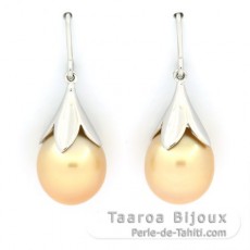 Orecchini in Argento e 2 Perle di Australia Semi-Barroca B/C 11.3 mm