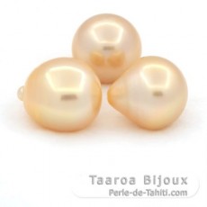 Lotto di 3 Perle di Australia Semi-Barroca C 13.5 a 13.9 mm