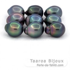 Lotto di 9 Perle di Tahiti Semi-Barocche B di 8.6 a 8.9 mm