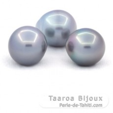 Lotto di 3 Perle di Tahiti Semi-Barocche C di 13.6 a 13.8 mm