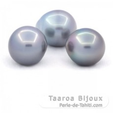 Lotto di 3 Perle di Tahiti Semi-Barocche C di 13.6 a 13.8 mm