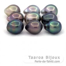Lotto di 9 Perle di Tahiti Semi-Barroca C di 8.5 a 8.9 mm