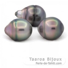 Lotto di 3 Perle di Tahiti Cerchiate B di 11.5 a 11.9 mm