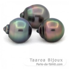 Lotto di 3 Perle di Tahiti Cerchiate B di 11.5 a 11.9 mm