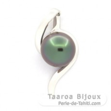 Ciondolo in Argento e 1 Perla di Tahiti Semi-Rotonda B 9.1 mm