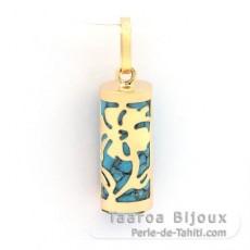 Ciondolo in Oro 18K e Turquesa - 12 mm - Ibisco