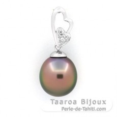 Ciondolo in Argento e 1 Perla di Tahiti Semi-Baroccha B 10.6 mm