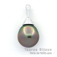 Ciondolo in Argento e 1 Perla di Tahiti Semi-Baroccha B 11.4 mm