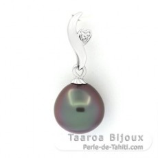 Ciondolo in Argento e 1 Perla di Tahiti Semi-Barocca B 10 mm