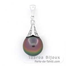 Ciondolo in Argento e 1 Perla di Tahiti Semi-Barocca B 10.2 mm