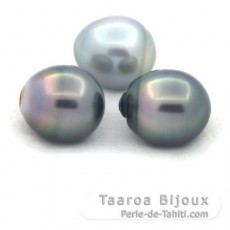 Lotto di 3 Perle di Tahiti Semi-Barocche C di 12 a 12.1 mm