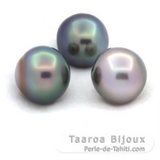 Lotto di 3 Perle di Tahiti Semi-Barocche C di 12.6 a 12.7 mm