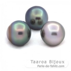 Lotto di 3 Perle di Tahiti Semi-Barroca C di 12.6 a 12.7 mm