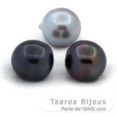 Lotto di 3 Perle di Tahiti Semi-Barroca C di 12.1 a 12.3 mm