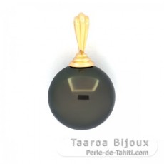 Ciondolo in Oro 18K e 1 Perla de Tahiti Rotonda B 12.5 mm