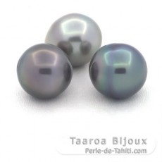 Lotto di 3 Perle di Tahiti Semi-Barroca B 10.8 mm
