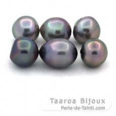 Lotto di 6 Perle di Tahiti Semi-Barroca B di 10 a 10.3 mm