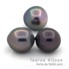 Lotto di 3 Perle di Tahiti Semi-Barroca B di 11 a 11.3 mm