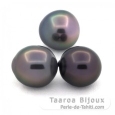 Lotto di 3 Perle di Tahiti Semi-Barocche B di 11 a 11.3 mm