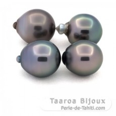 Lotto di 4 Perle di Tahiti Semi-Barroca B di 10.5 a 10.9 mm