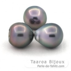 Lotto di 3 Perle di Tahiti Semi-Barocche B di 11 a 11.1 mm