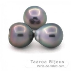 Lotto di 3 Perle di Tahiti Semi-Barocche B di 11 a 11.1 mm