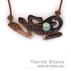 Ciondolo in madreperla e 1 Perla di Tahiti Semi-Barocca C 8.3 mm