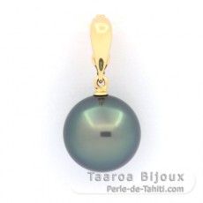 Ciondolo in Oro 18K e 1 Perla de Tahiti Rotonda B 13.5 mm